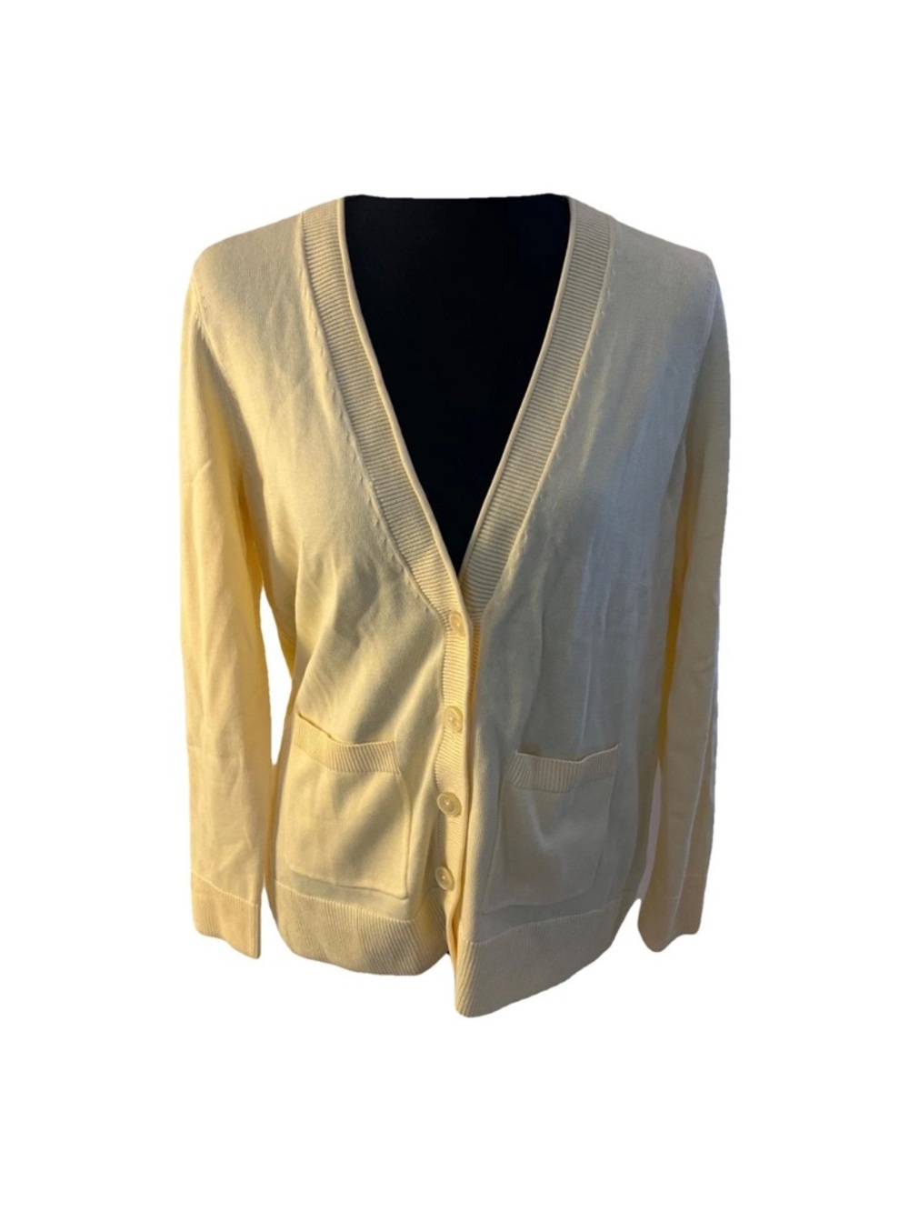 Talbots Petite Pale Yellow Knit Cardigan